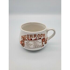 Vintage Recipe Soup Bowl Cups Mugs Crock Cream Of Mushroom Soup